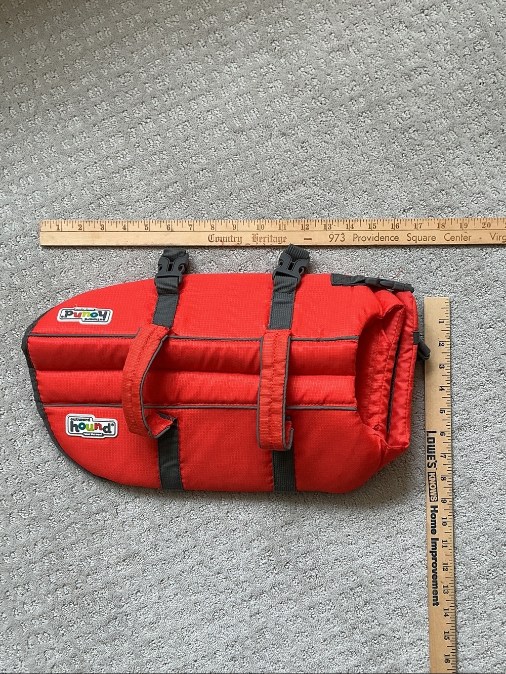 Outward Hound orange Red Padded dog life preserver jacket for boating and water